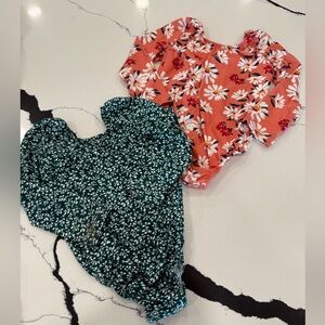 Bailey blossoms Floral Kids long sleeve onsies   - Green and Orange